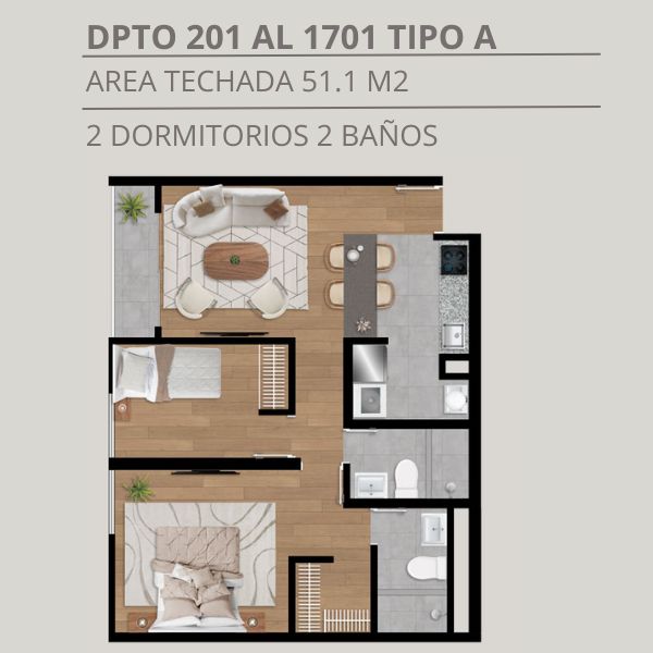 departamento de 1 dormitorio en venta